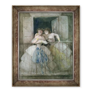 Tablou inramat - Constantin Guys - Fete pe balcon, 50 x 60 cm