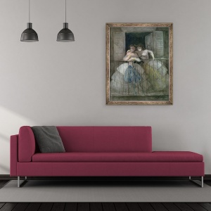 Tablou inramat - Constantin Guys - Fete pe balcon, 50 x 60 cm - Img 2