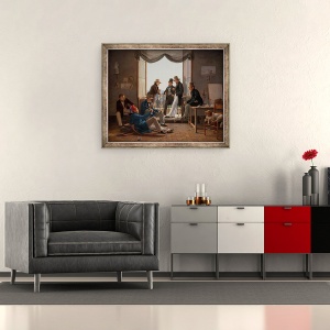 Tablou inramat - Constantin Hansen - Un grup de artisti danezi la Roma, 50 x 60 cm - Img 2