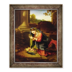 Tablou inramat - Correggio - Doamna Noastra inchinand Copilului, 70 x 85 cm