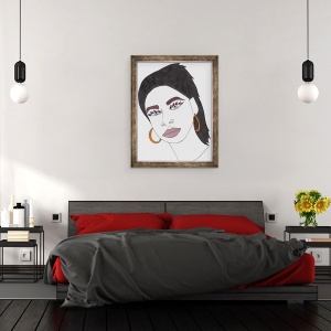 Tablou inramat - Daisy de Villeneuve - Fata cu Par Negru, 70 x 90 cm - Img 3