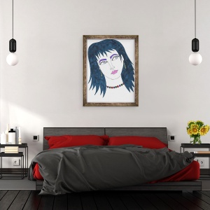 Tablou inramat - Daisy de Villeneuve - Fata cu parul bleumarin, 70 x 90 cm - Img 3