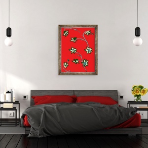 Tablou inramat - Daisy de Villeneuve - Flori de fundal rosu, 60 x 80 cm - Img 3