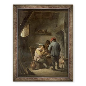 Tablou inramat - David Teniers the Younger - taranii de un han de foc, 70 x 90 cm