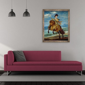 Tablou inramat - Diego Rodriguez de Silva y Velazquez - Printul Balthasar Carlos calare, 50 x 60 cm - Img 2
