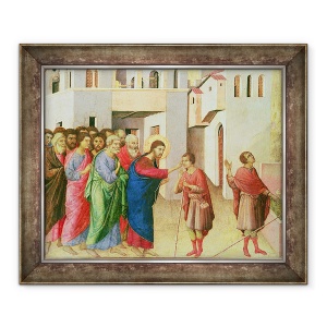 Tablou inramat - Duccio di Buoninsegna - Isus deschide ochii unui om nascut orb, 70 x 85 cm
