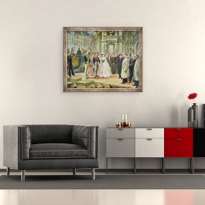 Tablou inramat - Ed. Gilis - Baronul Georges-Eugene Haussmann 1809-91 Napoleon al III-lea 1808-73 si imparateasa Eugenie 1826-1920 in vizita la muncitorii de la Opera, 70 x 85 cm - Img 2