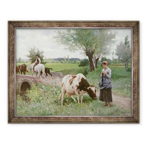 Tablou inramat - Edouard Debat-Ponsan - Vaca bine pazita, 60 x 80 cm