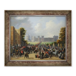 Tablou inramat - Edouard Pingret - Sosirea lui Louis-Philippe 1773-1850 la Castelul Windsor, 8 octombrie 1844, 50 x 60 cm