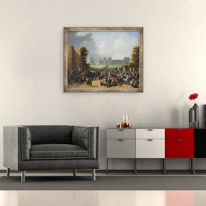 Tablou inramat - Edouard Pingret - Sosirea lui Louis-Philippe 1773-1850 la Castelul Windsor, 8 octombrie 1844, 50 x 60 cm - Img 2