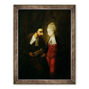 Tablou inramat - Edward Alcock - Portia si Shylock din Negustorul din Venetia Actul IV, scena I, 60 x 80 cm