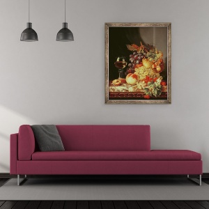 Tablou inramat - Edward Ladell - Natura statica cu struguri si vin, 50 x 60 cm - Img 2