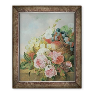 Tablou inramat - Edward Ladell - Viata statica a fructelor si trandafirilor pe o margine, 50 x 60 cm