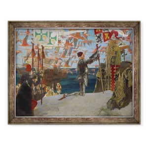Tablou inramat - Edwin Austin Abbey - Columb in Lumea Noua, 60 x 80 cm