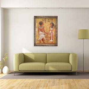 Tablou inramat - Egyptian 18th Dynasty - Tutankhamon c.1370-1352 i.Hr. si sotia sa, Ankhesenamun, din mormantul sau, 70 x 90 cm - Img 2