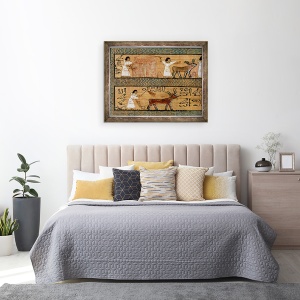 Tablou inramat - Egyptian 19th Dynasty - Culege si arat, detalii dintr-o reprezentare a activitatilor agricole in viata de apoi, din Cartea mortilor carturarului Orice, 60 x 80 cm - Img 3