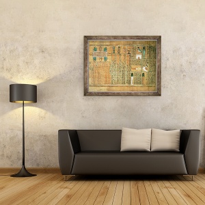 Tablou inramat - Egyptian 19th Dynasty - Detaliu ilustrand decedatul si Ba lui, din Cartea mortilor scribului Orice, 70 x 90 cm - Img 2