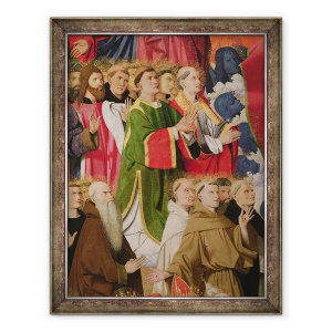 Tablou inramat - Enguerrand Quarton - Oficialii alesi si clerici, detaliu al incoronarii Fecioarei, 60 x 80 cm