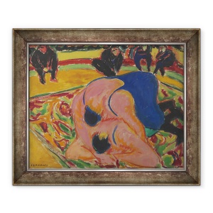 Tablou inramat - Ernst Ludwig Kirchner - Luptatorii intr-un circ, 50 x 60 cm