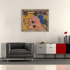 Tablou inramat - Ernst Ludwig Kirchner - Luptatorii intr-un circ, 50 x 60 cm - Img 2
