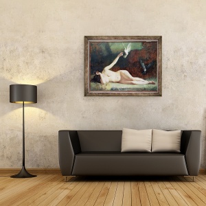 Tablou inramat - Ernst Philippe Zacharie - Femeie cu porumbei, 70 x 90 cm - Img 2