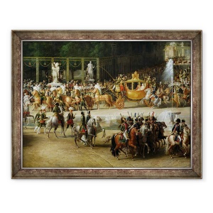 Tablou inramat - Etienne-Barthelemy Garnier - Intrarea lui Napoleon 1769-1821 si Marie-Louise 1791-1847 in Gradinile Tuileries in ziua nuntii lor, 70 x 90 cm