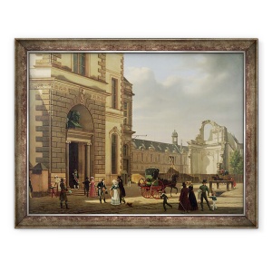 Tablou inramat - Etienne Bouhot - Intrarea in Biserica Musee de Luvru si St Louis, 60 x 80 cm