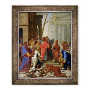 Tablou inramat - Eustache Le Sueur - Predica Sfantului Pavel din Efes, 70 x 85 cm