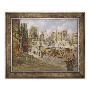 Tablou inramat - Felix Hilaire Buhot - Nivelarea cladirilor pentru crearea Avenue de lOpera, 70 x 85 cm