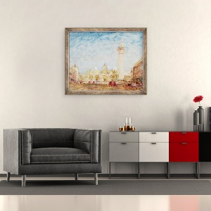Tablou inramat - Felix Ziem - Piata San Marco din Venetia, 50 x 60 cm - Img 2