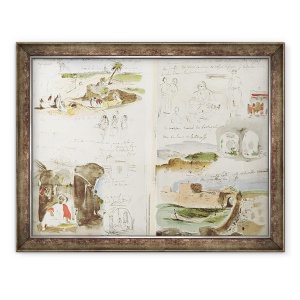 Tablou inramat - Ferdinand Victor Eugene Delacroix - Album din Africa de Nord si Spania, principalul deal Meknès, vedere la intrarea in oras si cartierul evreiesc Fol. 23, 60 x 80 cm