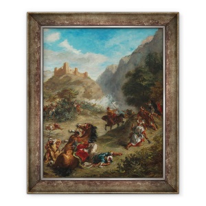 Tablou inramat - Ferdinand Victor Eugene Delacroix - Arabii se incaierau in munti, 70 x 85 cm
