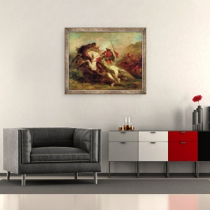 Tablou inramat - Ferdinand Victor Eugene Delacroix - Coliziunea Calaretilor mauri, 50 x 60 cm - Img 2