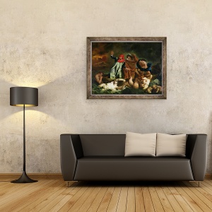 Tablou inramat - Ferdinand Victor Eugene Delacroix - Dante 1265-1321 si Virgil 70-19 i.Hr. in Lumea de Dincolo, 70 x 90 cm - Img 2