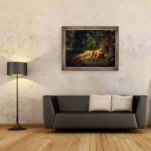 Tablou inramat - Ferdinand Victor Eugene Delacroix - Moartea lui Ophelia, 70 x 90 cm - Img 2