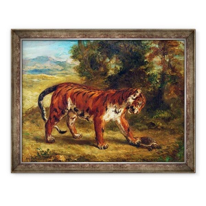 Tablou inramat - Ferdinand Victor Eugene Delacroix - Tigru cu broasca testoasa, 70 x 90 cm