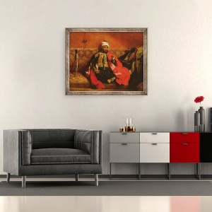 Tablou inramat - Ferdinand Victor Eugene Delacroix - Un turc fumand stand pe o canapea, 50 x 60 cm - Img 2