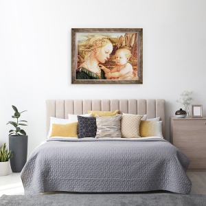 Tablou inramat - Fra Filippo Lippi - Detaliu al Madonnei si Copilului cu ingeri, 60 x 80 cm - Img 3