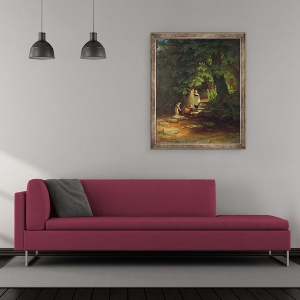 Tablou inramat - Francis Danby - Copii langa un parau, 50 x 60 cm - Img 2