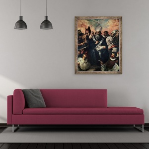Tablou inramat - Francisco Herrera - Sfantul Vasile dicteaza doctrina sa, 50 x 60 cm - Img 2