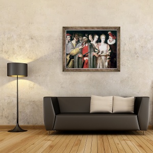 Tablou inramat - Francois Bunel - Actorii Commedia dellArte, 70 x 90 cm - Img 2