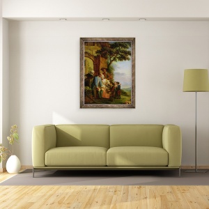 Tablou inramat - Francois Louis Joseph Watteau - Baiatul din Savoy si Marmotul lui, 70 x 90 cm - Img 2