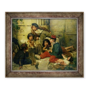 Tablou inramat - Friedrich Karl Hausmann - Copiii strazilor Parisului, 70 x 85 cm