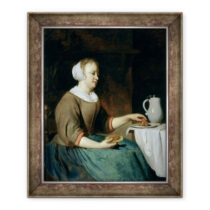 Tablou inramat - Gabriel Metsu - Portret De O Fata Sezat la O Masa, 70 x 85 cm