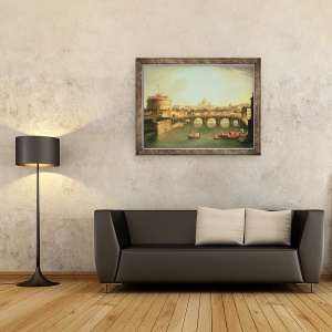 Tablou inramat - Gaspar van Wittel - O vedere a Romei cu Podul si Castelul Sfantul Angelo de Tibru, 70 x 90 cm - Img 2
