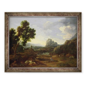 Tablou inramat - Gaspard Poussin Dughet - Peisaj cu vanator si caini, 70 x 90 cm
