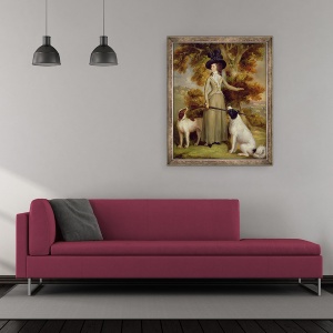 Tablou inramat - George Haugh - Contesa de Effingham cu arma si caini de fotografiere, 50 x 60 cm - Img 2