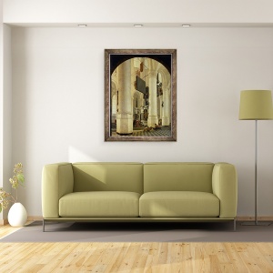 Tablou inramat - Gerrit Houckgeest - Interiorul Nieuwe Kerk in Delft cu mormantul lui William cel tacut, 70 x 90 cm - Img 2
