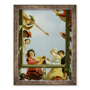 Tablou inramat - Gerrit van Honthorst - Grup muzical pe balcon, 60 x 80 cm