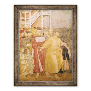 Tablou inramat - Giotto di Bondone - Francis renunta la toate bunurile lumesti, detaliu de Pietro di Bernardone, 70 x 90 cm